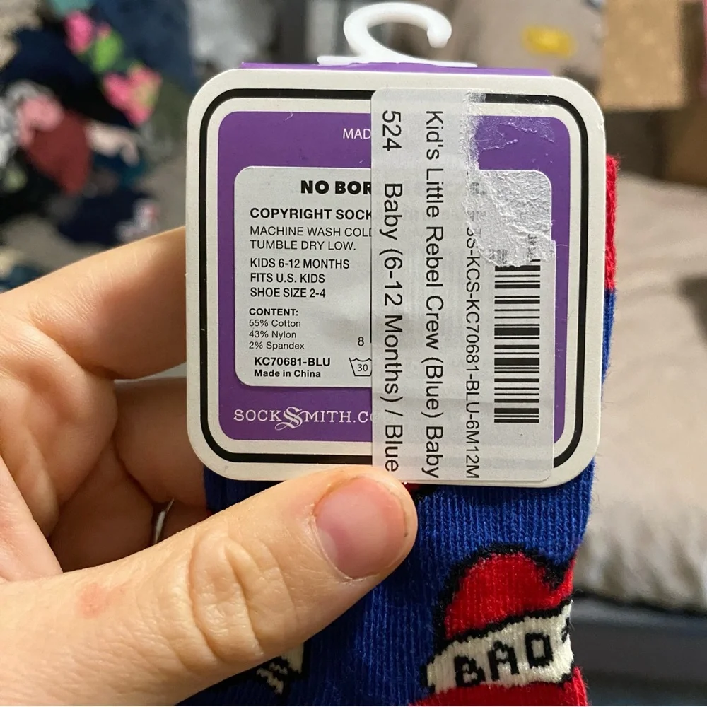 Sock smith graphic baby socks blue hearts comical humor novelty